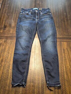 7 Seven for All Mankind B(air) the Skinny Ankle Blue Jeans Size 28 Raw Hem G312